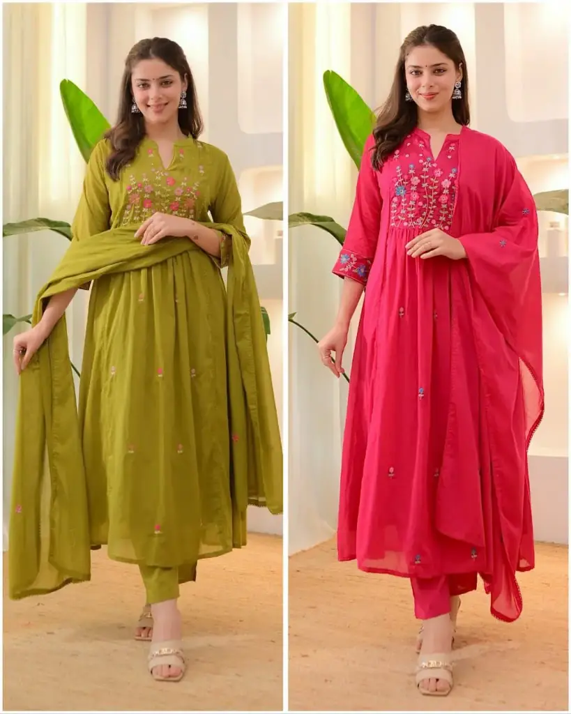 Solid Kurti Set (Pink (Rani ), M/38)